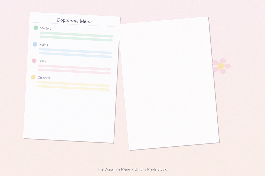 The Dopamine Menu desk mockup