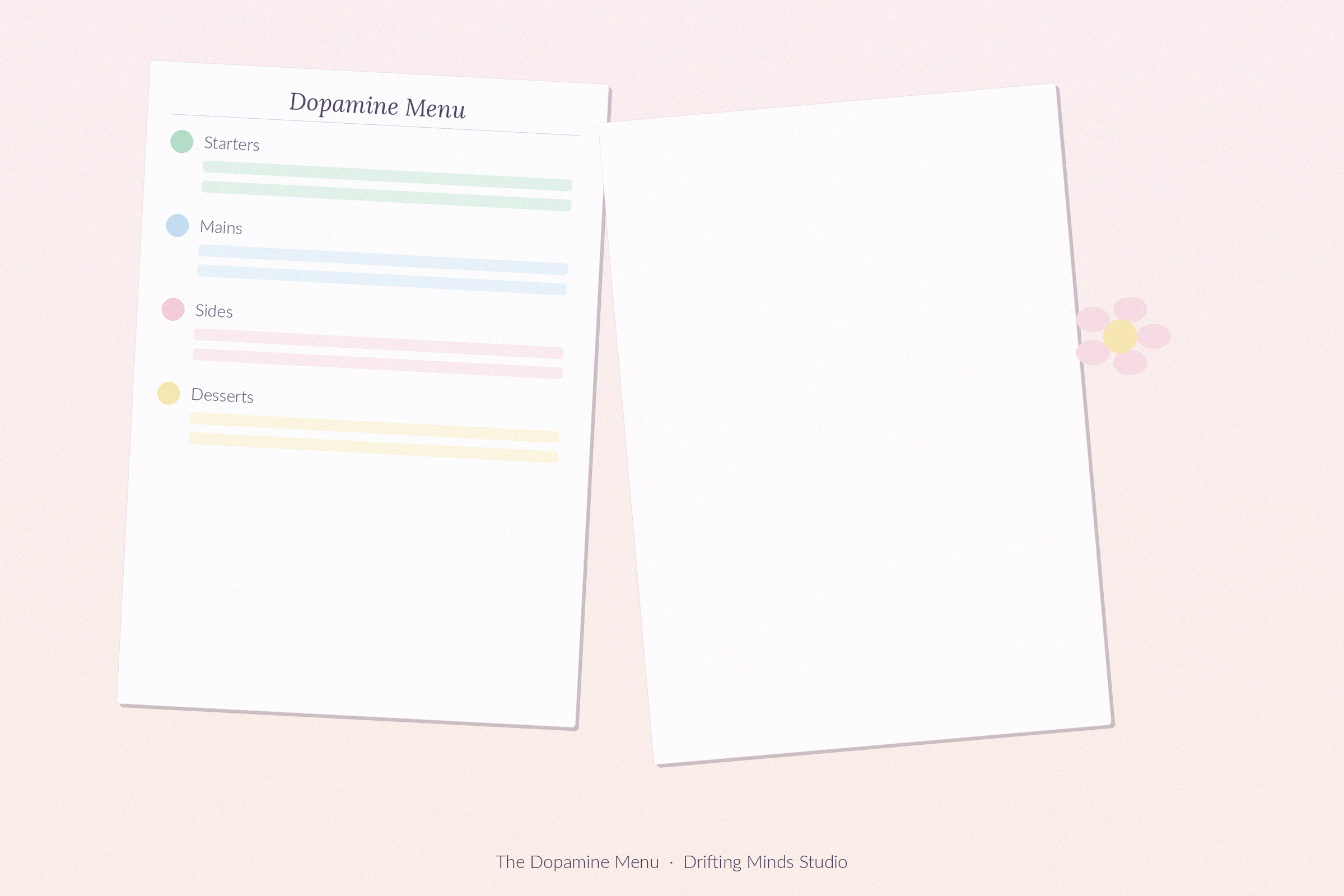The Dopamine Menu desk mockup